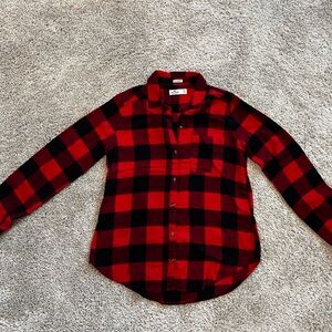 Hollister Red and Black Plaid Shirt